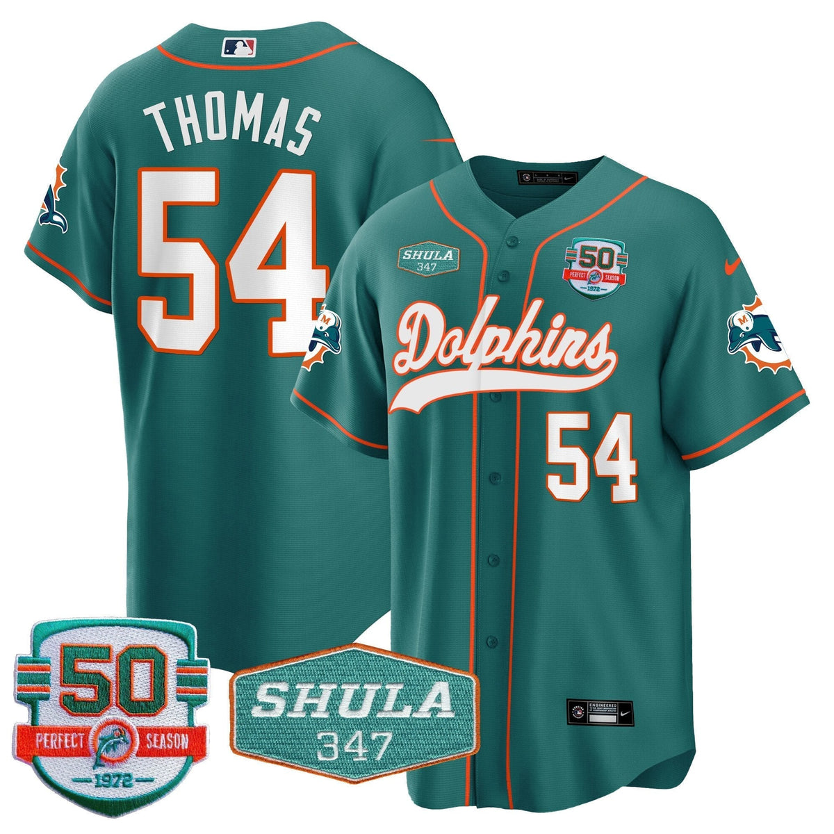 MIA 50th & Don Shula 347 Memorial Patch Baseball Jersey - All Stitched - image 20
