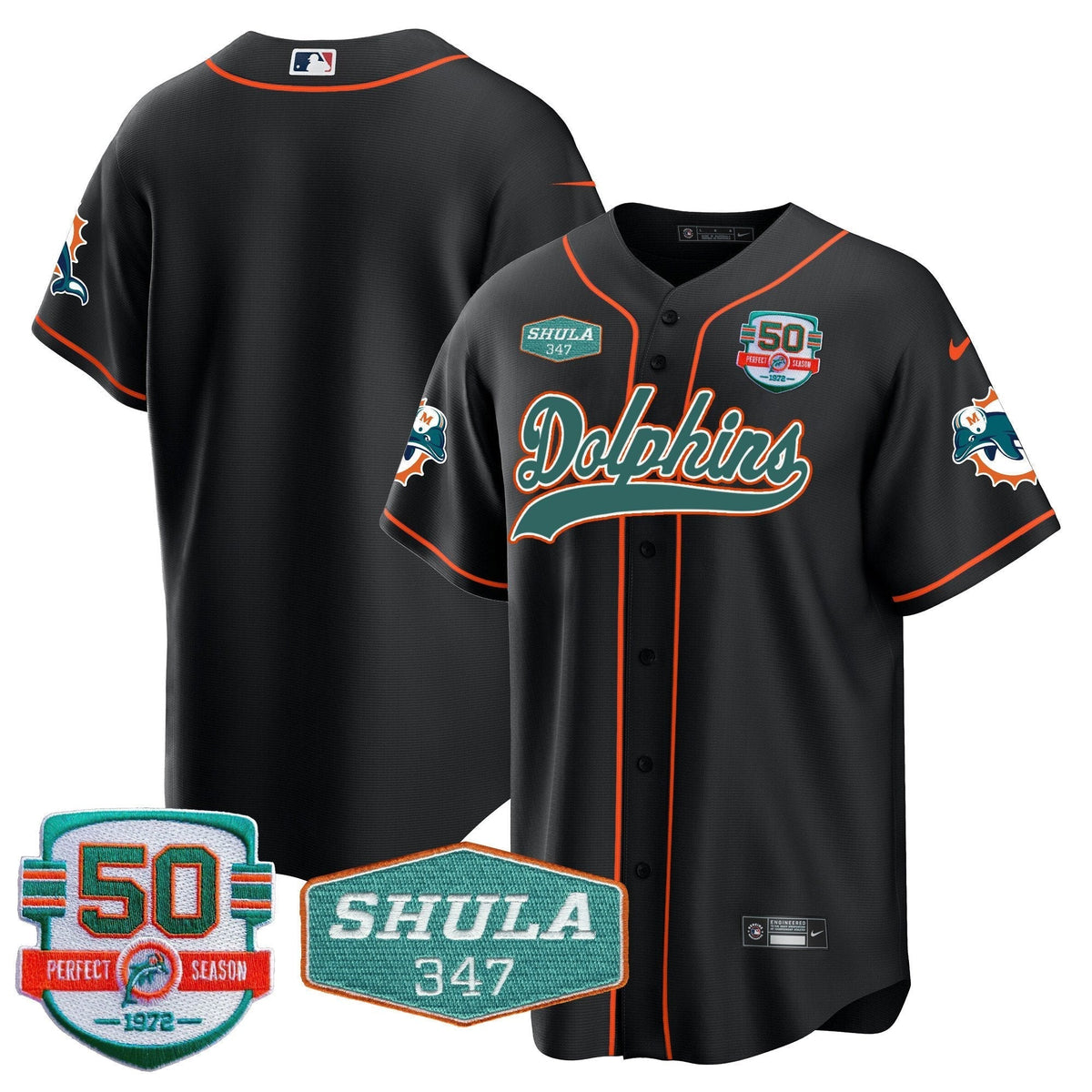MIA 50th & Don Shula 347 Memorial Patch Baseball Jersey - All Stitched - image 35