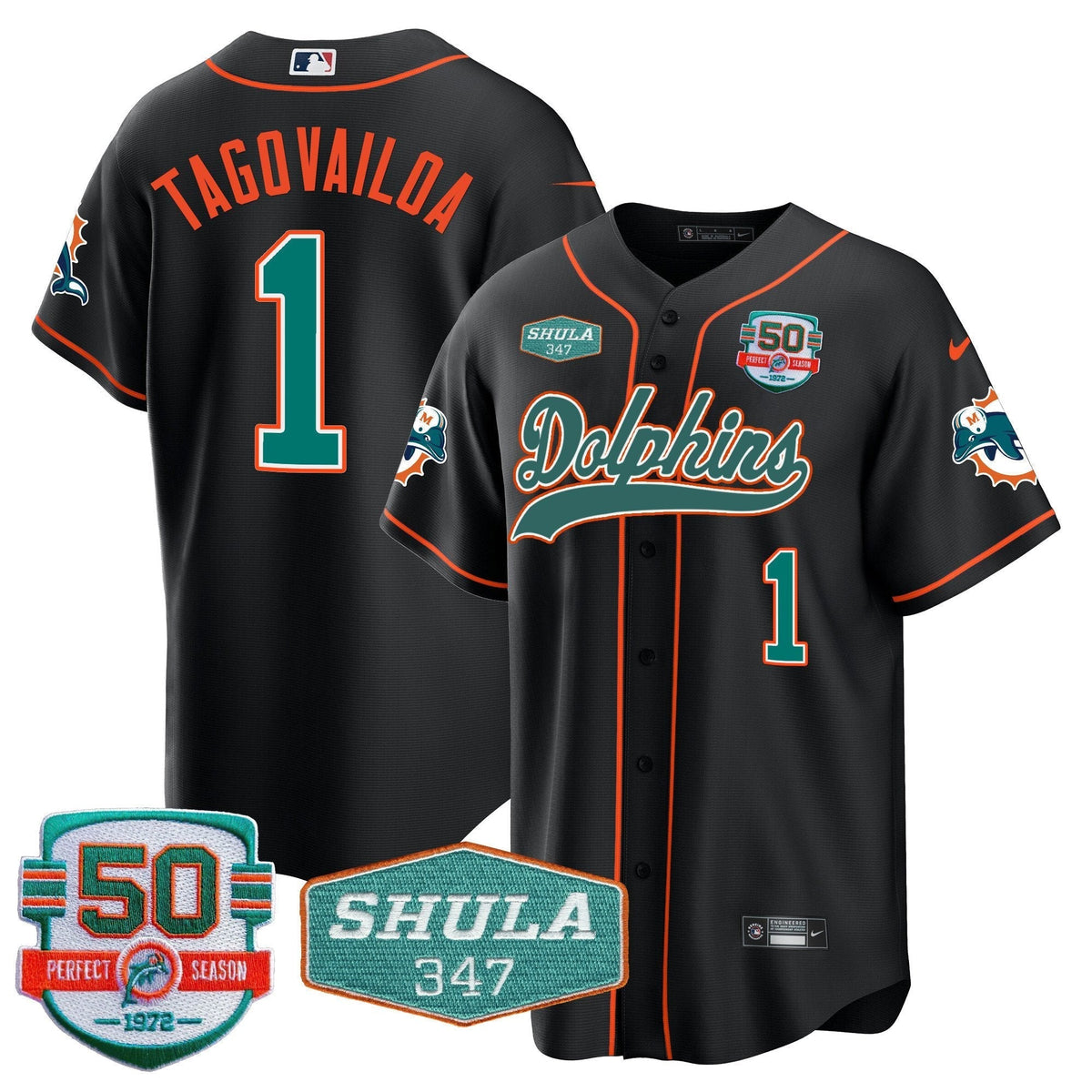 MIA 50th & Don Shula 347 Memorial Patch Baseball Jersey - All Stitched - image 29