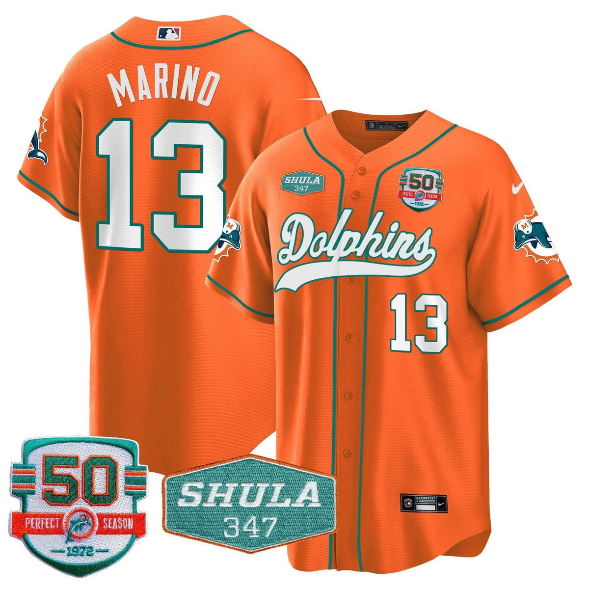 MIA 50th & Don Shula 347 Memorial Patch Baseball Jersey - All Stitched - image 40