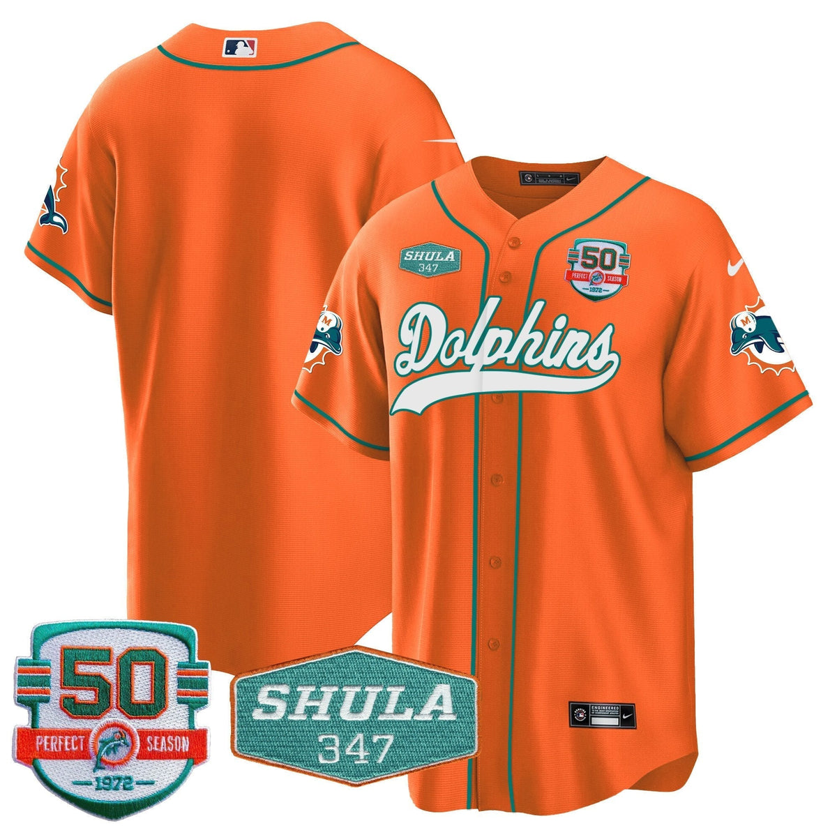 MIA 50th & Don Shula 347 Memorial Patch Baseball Jersey - All Stitched - image 42