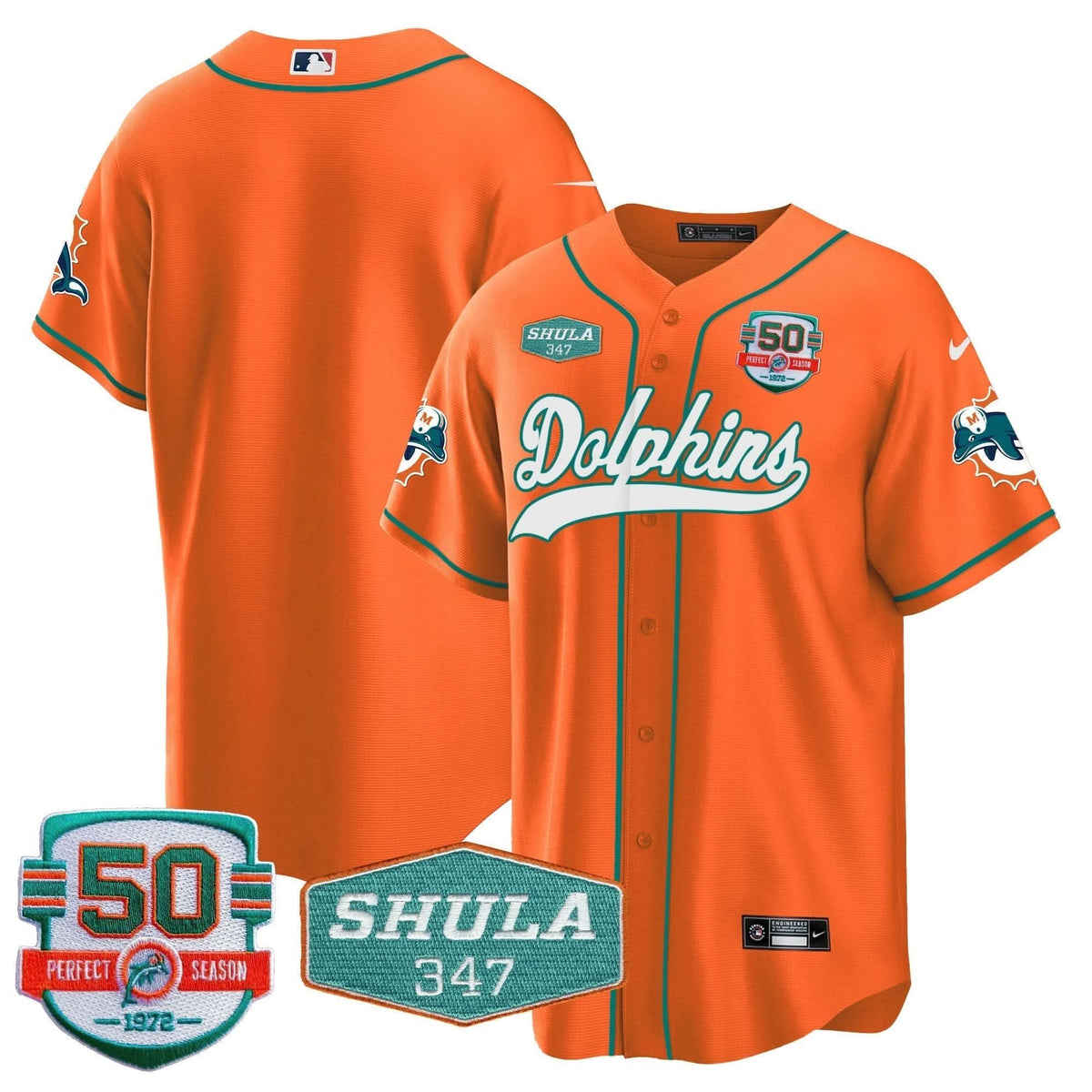 MIA 50th & Don Shula 347 Memorial Patch Baseball Jersey - All Stitched - image 91