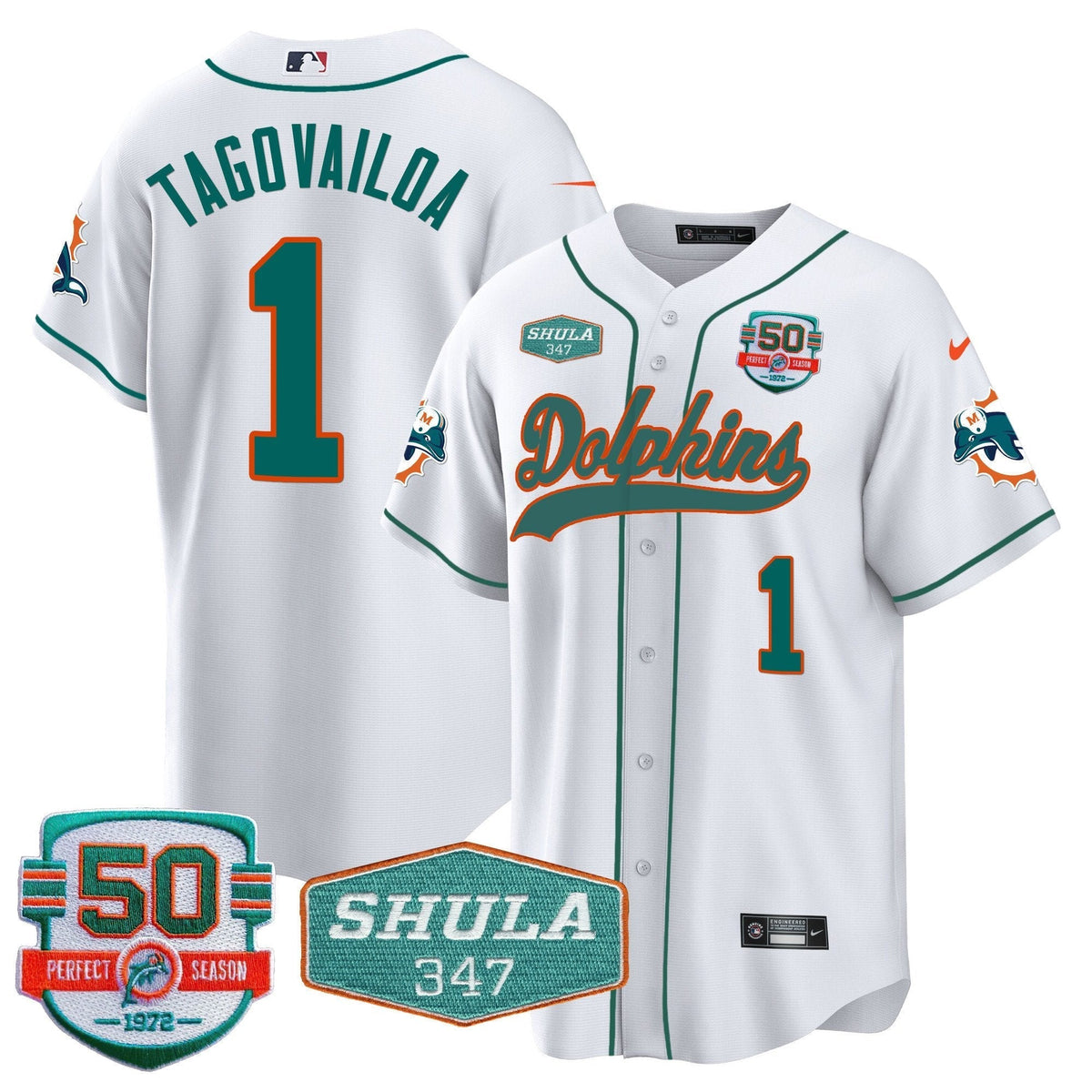 MIA 50th & Don Shula 347 Memorial Patch Baseball Jersey - All Stitched - image 22