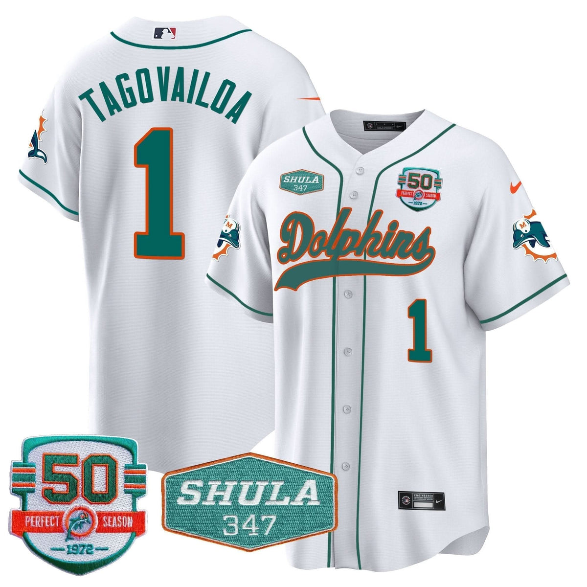 MIA 50th & Don Shula 347 Memorial Patch Baseball Jersey - All Stitched - image 66