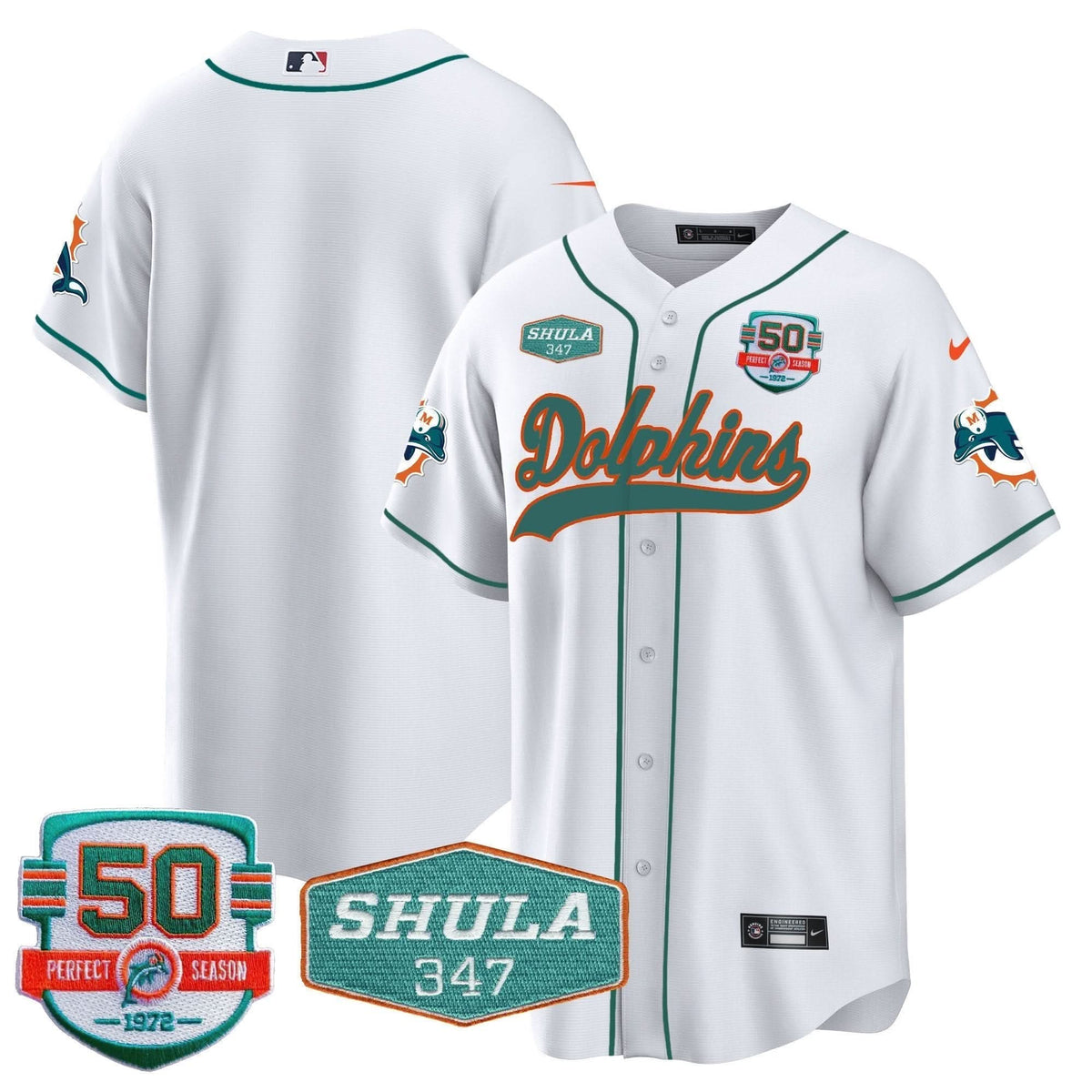 MIA 50th & Don Shula 347 Memorial Patch Baseball Jersey - All Stitched - image 74