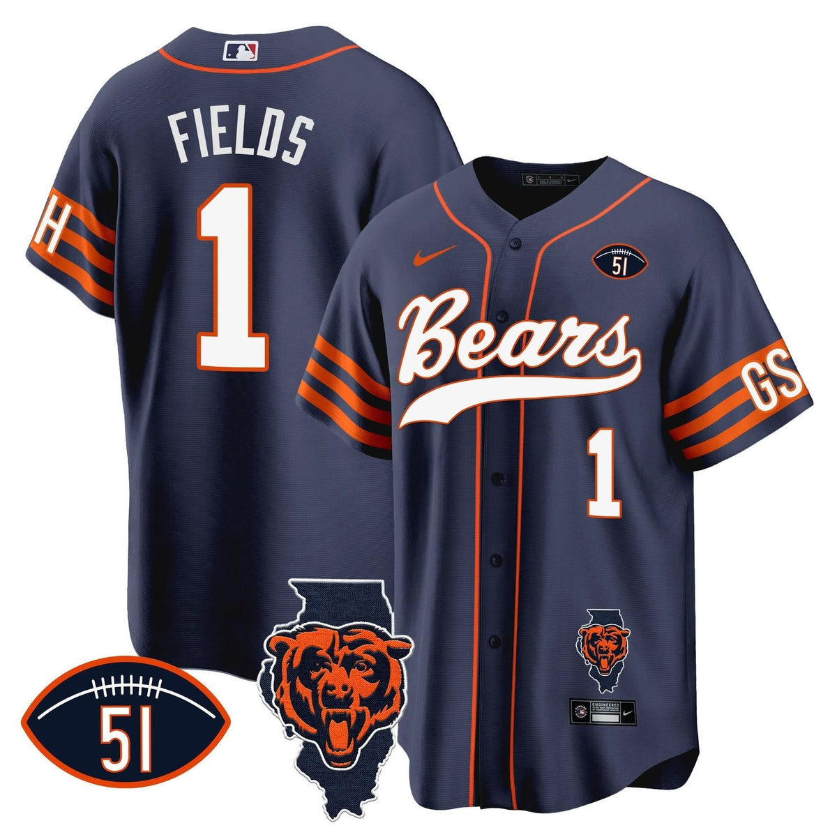 CHI Illinois Patch Baseball Jersey - All Stitched - image 8