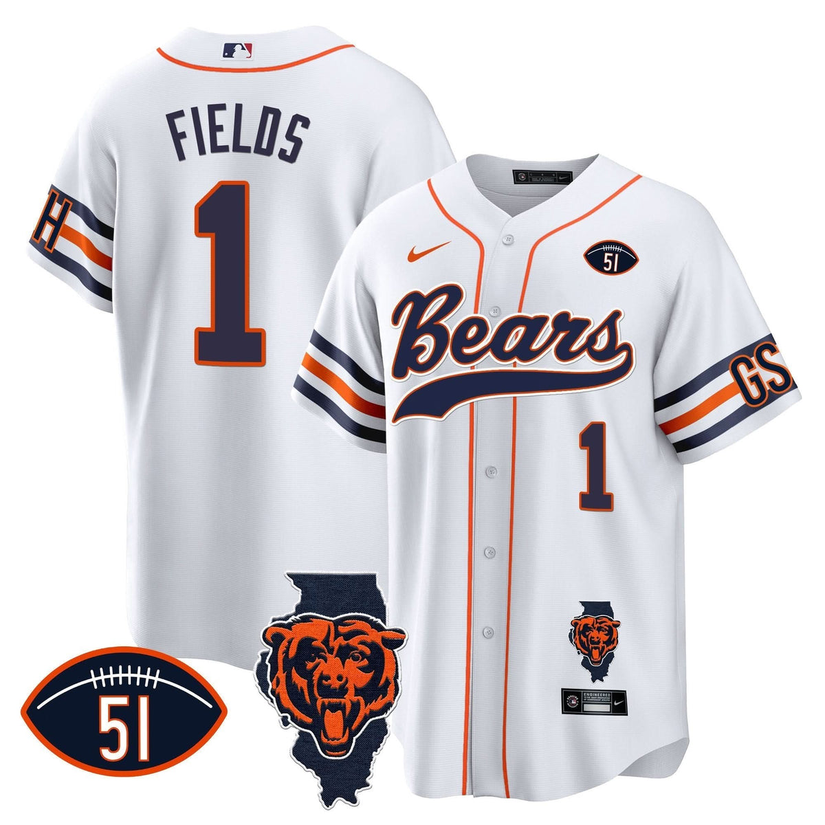 CHI Illinois Patch Baseball Jersey - All Stitched - image 15