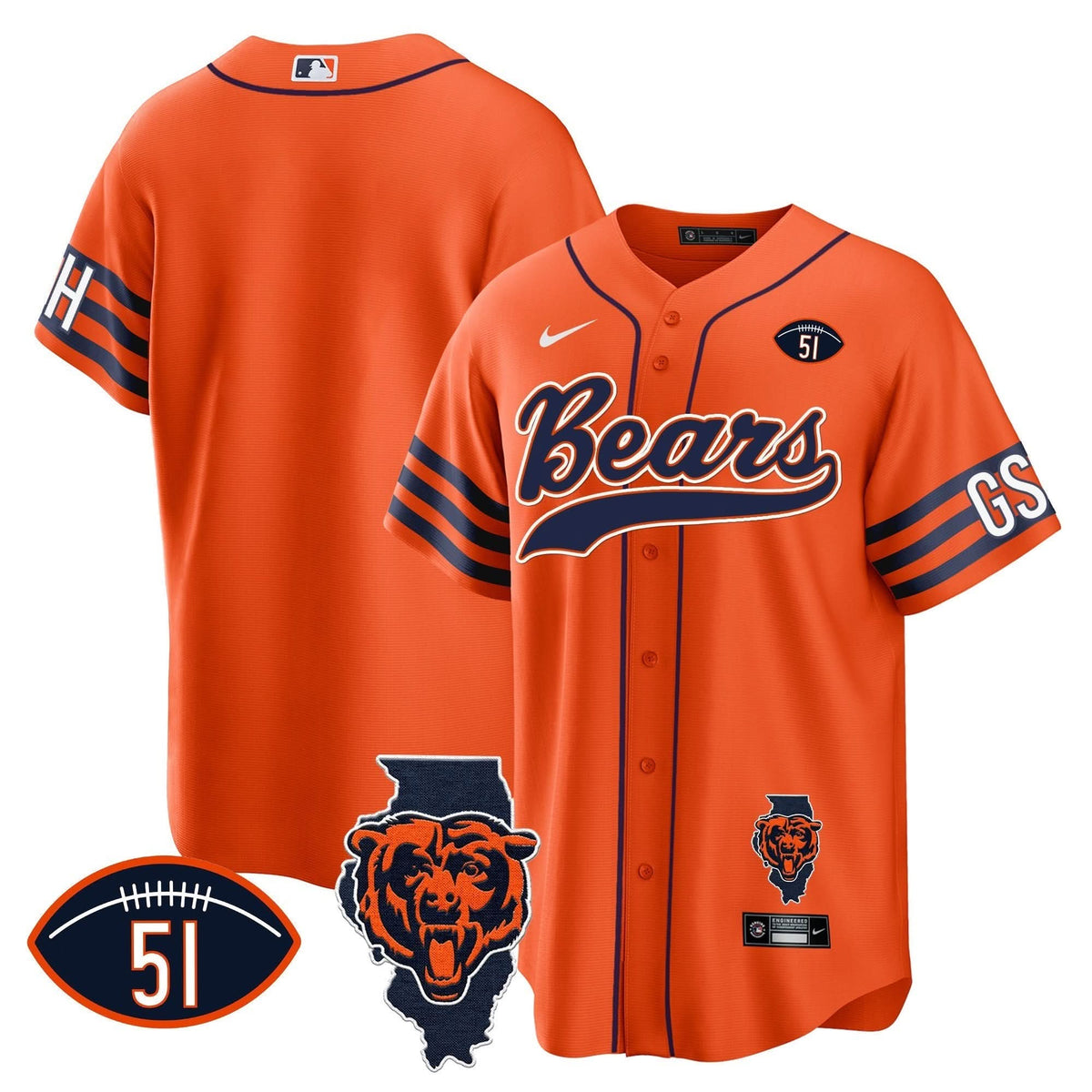 CHI Illinois Patch Baseball Jersey - All Stitched - image 28