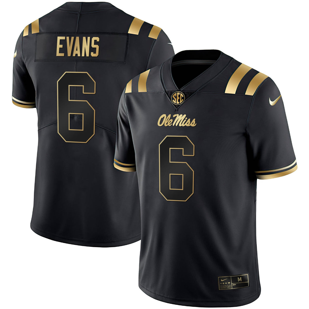 Men's Ole Miss Rebels Black Limited & Gold Vapor Jersey - All Stitched - image 11