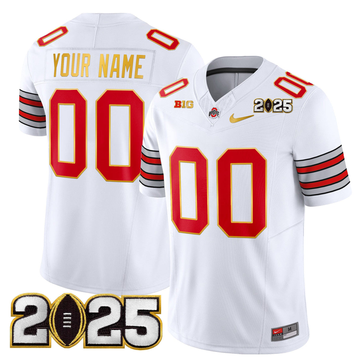 Ohio State Buckeyes 'Heritage Stripe' 2025 CFP Final Patch Gold Trim Vapor Limited Custom Jersey - All Stitched - image 2