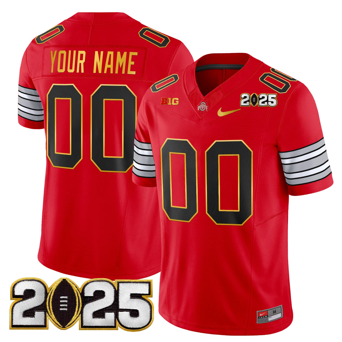 Ohio State Buckeyes 'Heritage Stripe' 2025 CFP Final Patch Gold Trim Vapor Limited Custom Jersey - All Stitched - image 3