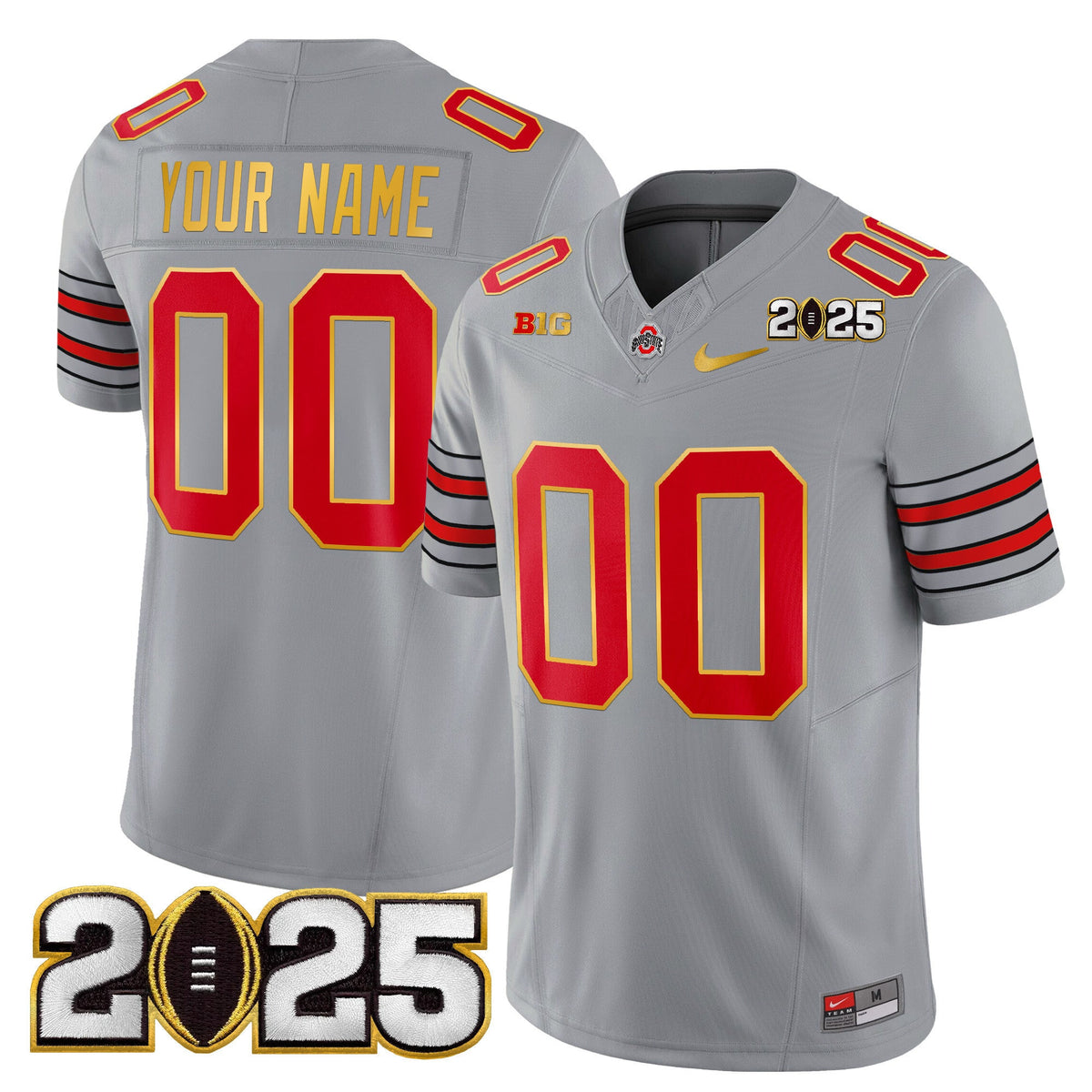 Ohio State Buckeyes 'Heritage Stripe' 2025 CFP Final Patch Gold Trim Vapor Limited Custom Jersey - All Stitched - image 4