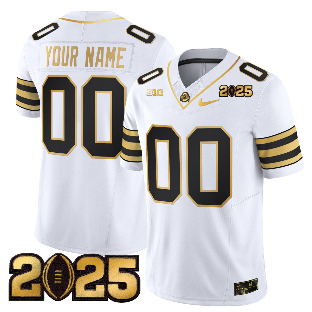 Ohio State Buckeyes 'Heritage Stripe' CFP Final Patch Gold Vapor Limited Custom Jersey - All Stitched - image 2