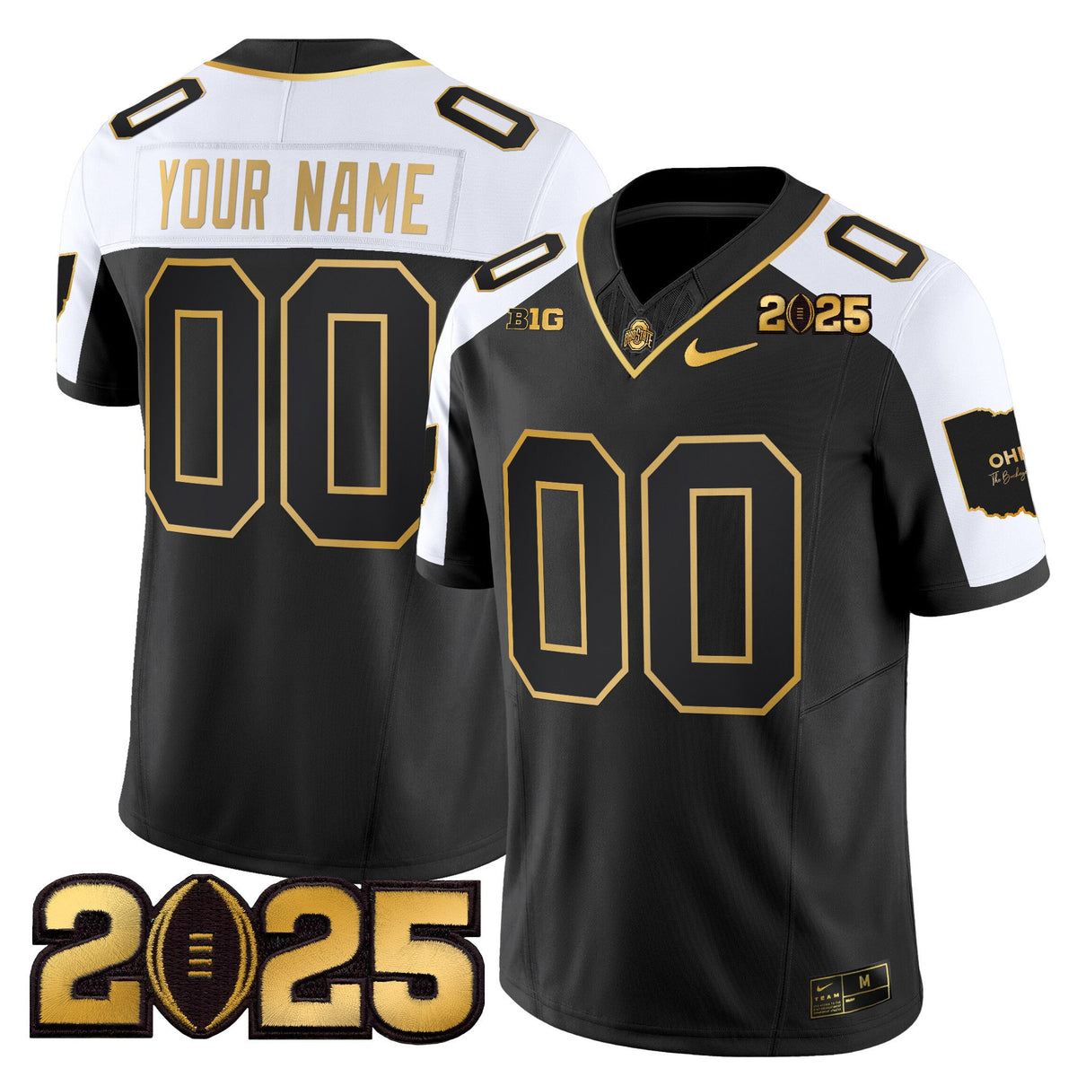 Ohio State Buckeyes 'Heritage Stripe' CFP Final Patch Gold Vapor Limited Custom Jersey - All Stitched - image 1