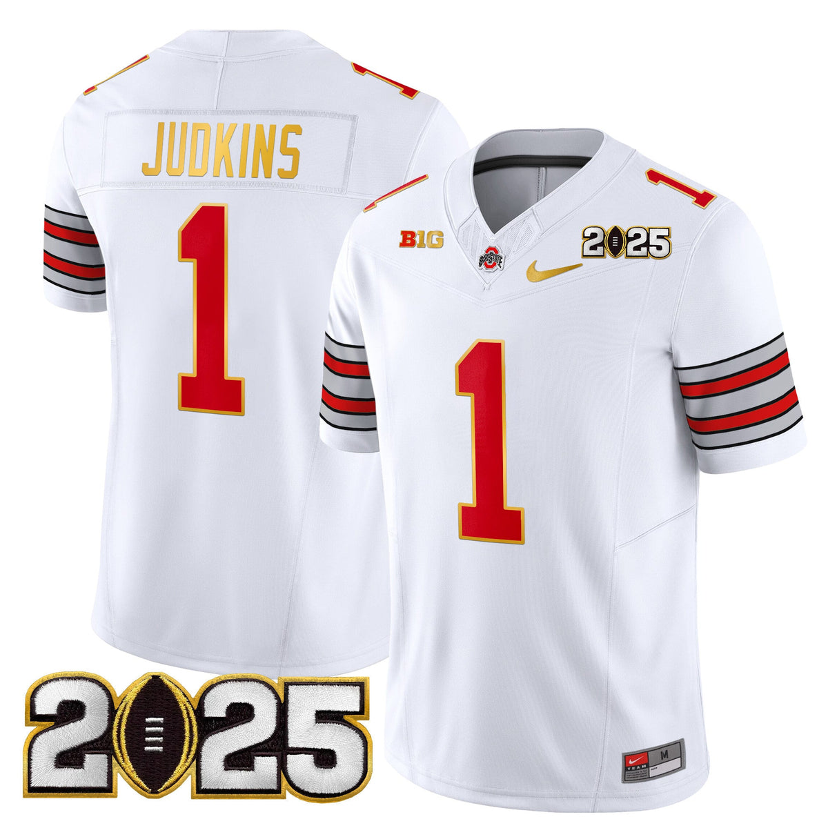 Men's Ohio State Buckeyes 'Heritage Stripe' 2025 CFP Final Patch Gold Trim Vapor Limited Jersey - All Stitched - image 4