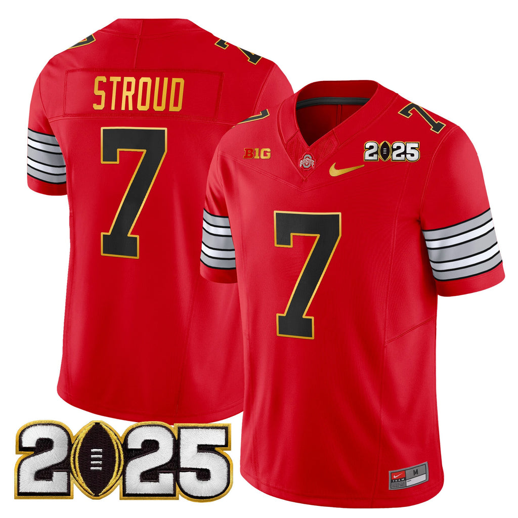 Men's Ohio State Buckeyes 'Heritage Stripe' 2025 CFP Final Patch Gold Trim Vapor Limited Jersey - All Stitched - image 16