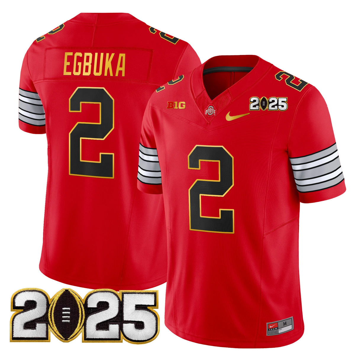 Men's Ohio State Buckeyes 'Heritage Stripe' 2025 CFP Final Patch Gold Trim Vapor Limited Jersey - All Stitched - image 18