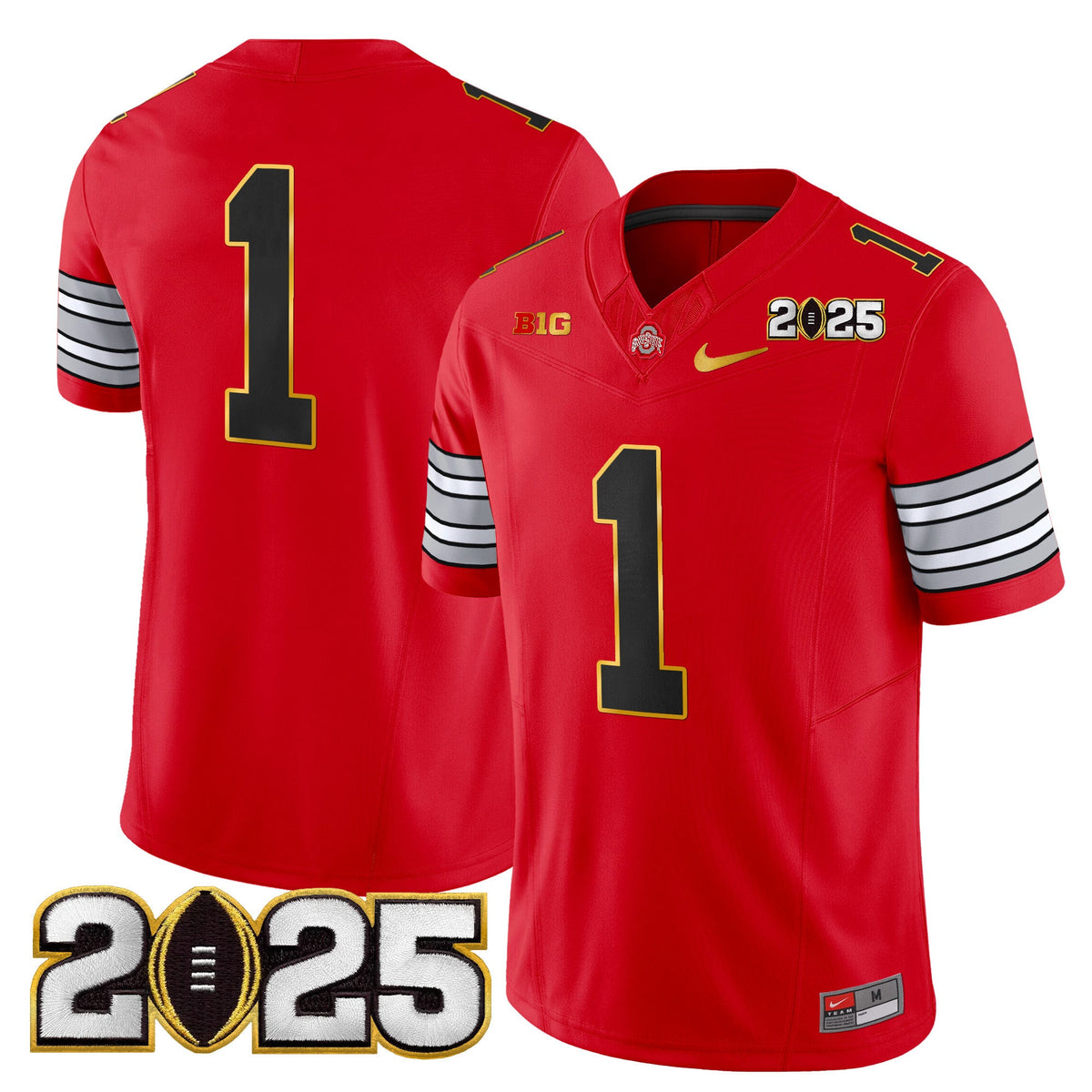 Men's Ohio State Buckeyes 'Heritage Stripe' 2025 CFP Final Patch Gold Trim Vapor Limited Jersey - All Stitched - image 21
