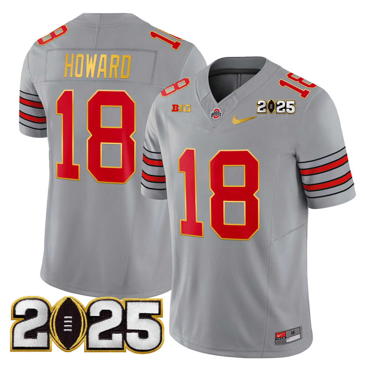 Men's Ohio State Buckeyes 'Heritage Stripe' 2025 CFP Final Patch Gold Trim Vapor Limited Jersey - All Stitched - image 23