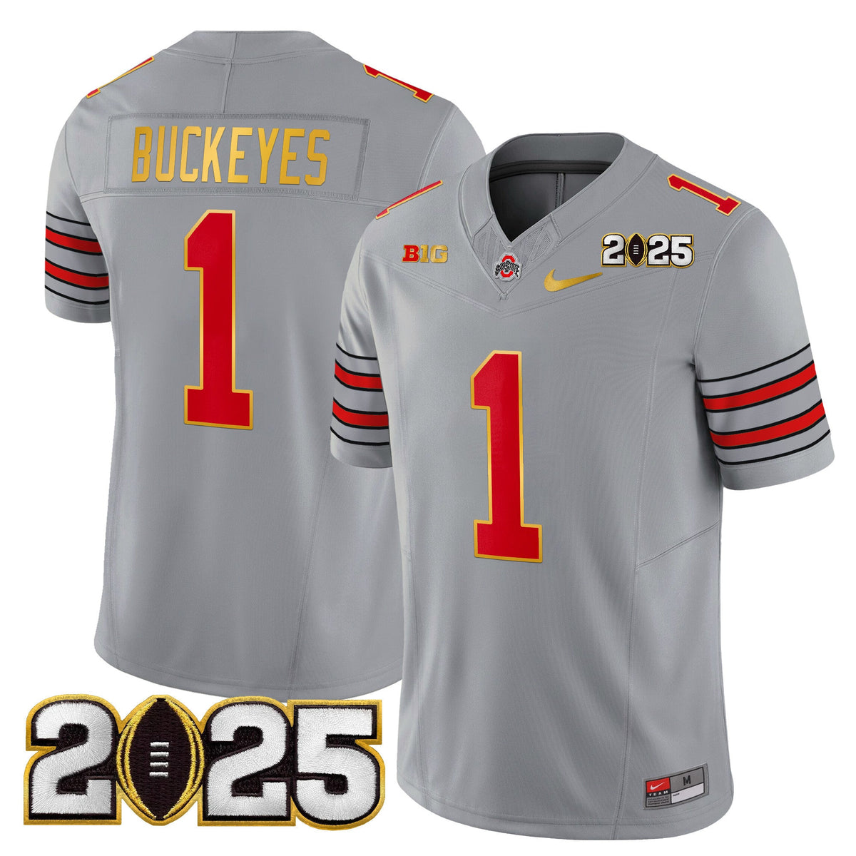 Men's Ohio State Buckeyes 'Heritage Stripe' 2025 CFP Final Patch Gold Trim Vapor Limited Jersey - All Stitched - image 25