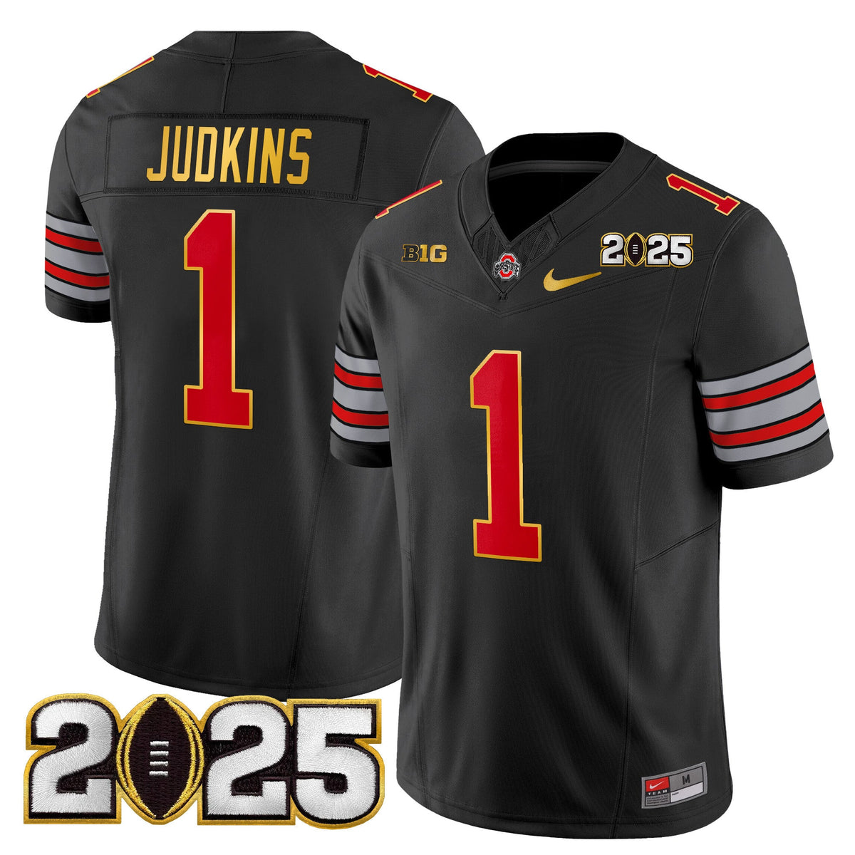 Men's Ohio State Buckeyes 'Heritage Stripe' 2025 CFP Final Patch Gold Trim Vapor Limited Jersey - All Stitched - image 33