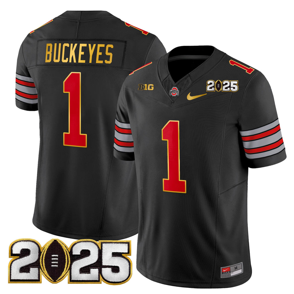 Men's Ohio State Buckeyes 'Heritage Stripe' 2025 CFP Final Patch Gold Trim Vapor Limited Jersey - All Stitched - image 34