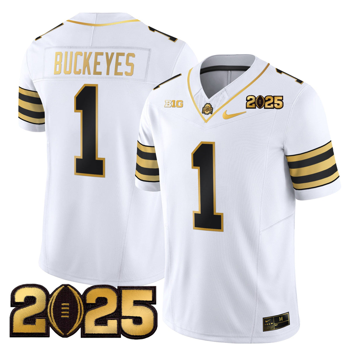 Men's Ohio State Buckeyes 'Heritage Stripe' CFP Final Patch Gold Vapor Limited Jersey - All Stitched - image 14