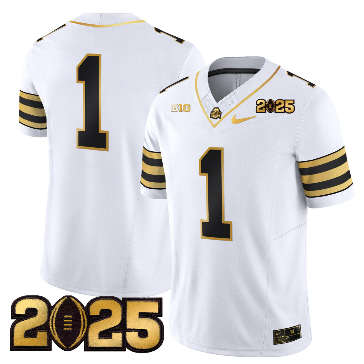 Men's Ohio State Buckeyes 'Heritage Stripe' CFP Final Patch Gold Vapor Limited Jersey - All Stitched - image 20