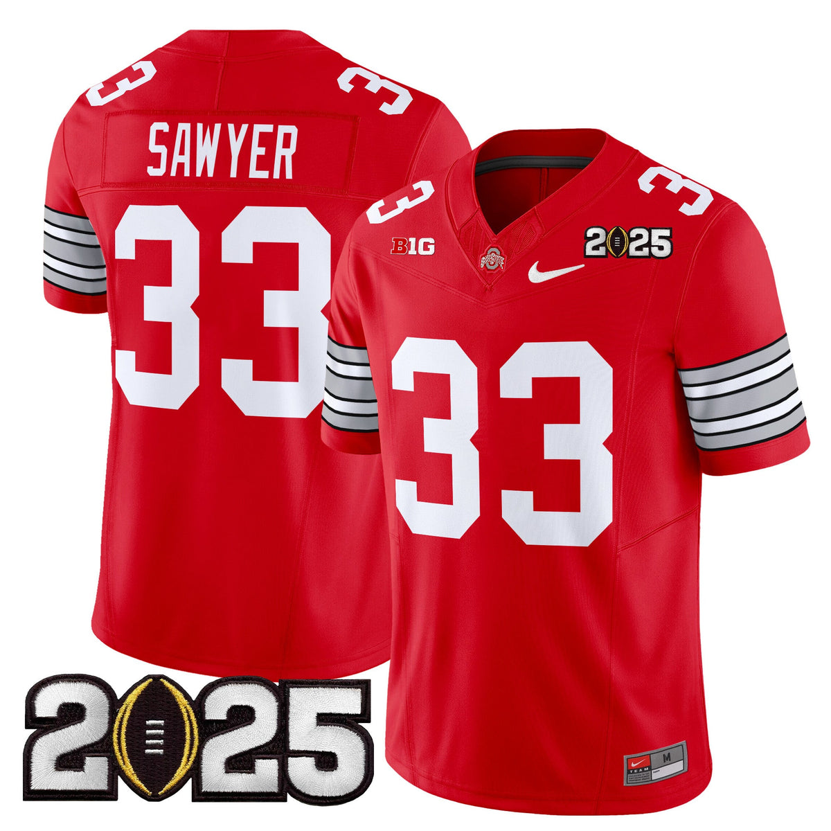 Men's Ohio State Buckeyes 'Heritage Stripe' 2025 CFP Final Patch Vapor Limited Jersey - All Stitched - image 18