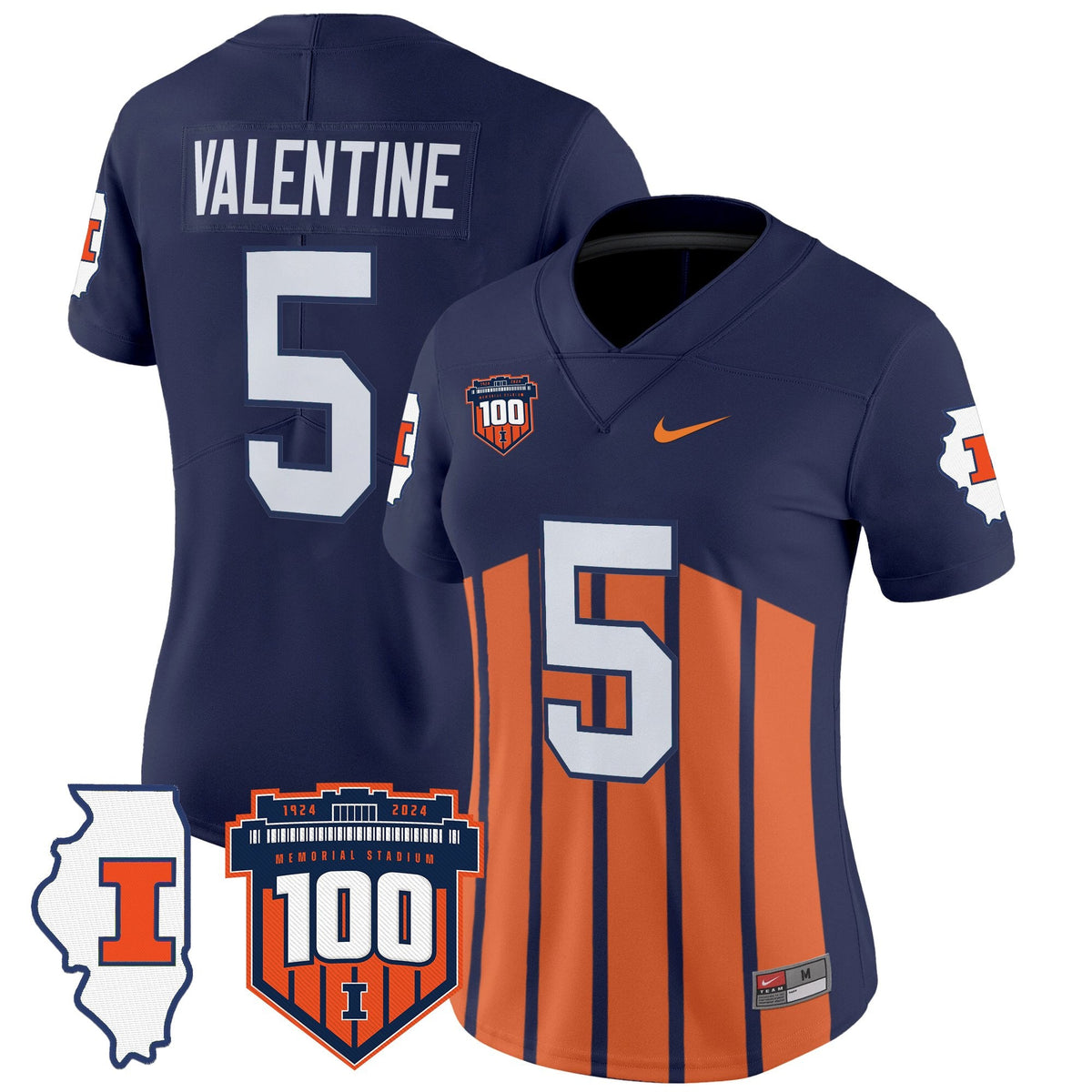Women's Illinois Fighting Illini 100th Memorial Stadium Patch Vapor Limited Jersey - All Stitched - image 6