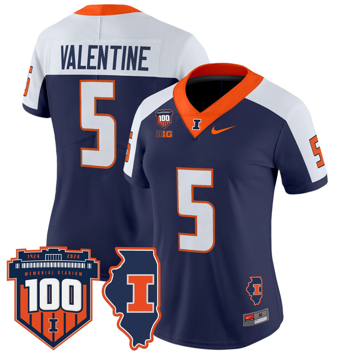Women's Illinois Fighting Illini 100th Memorial Stadium Patch Vapor Limited Jersey - All Stitched - image 14