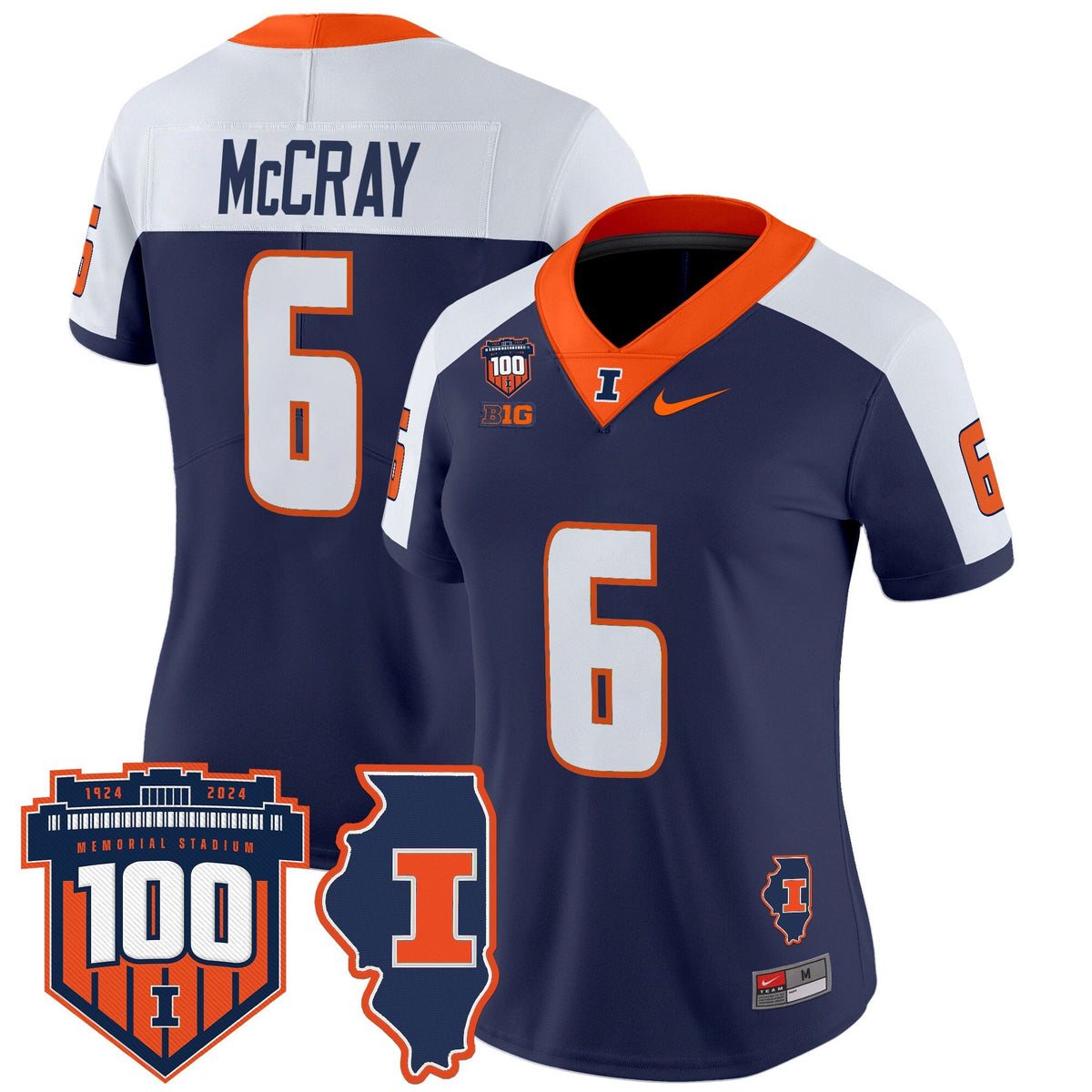 Women's Illinois Fighting Illini 100th Memorial Stadium Patch Vapor Limited Jersey - All Stitched - image 15