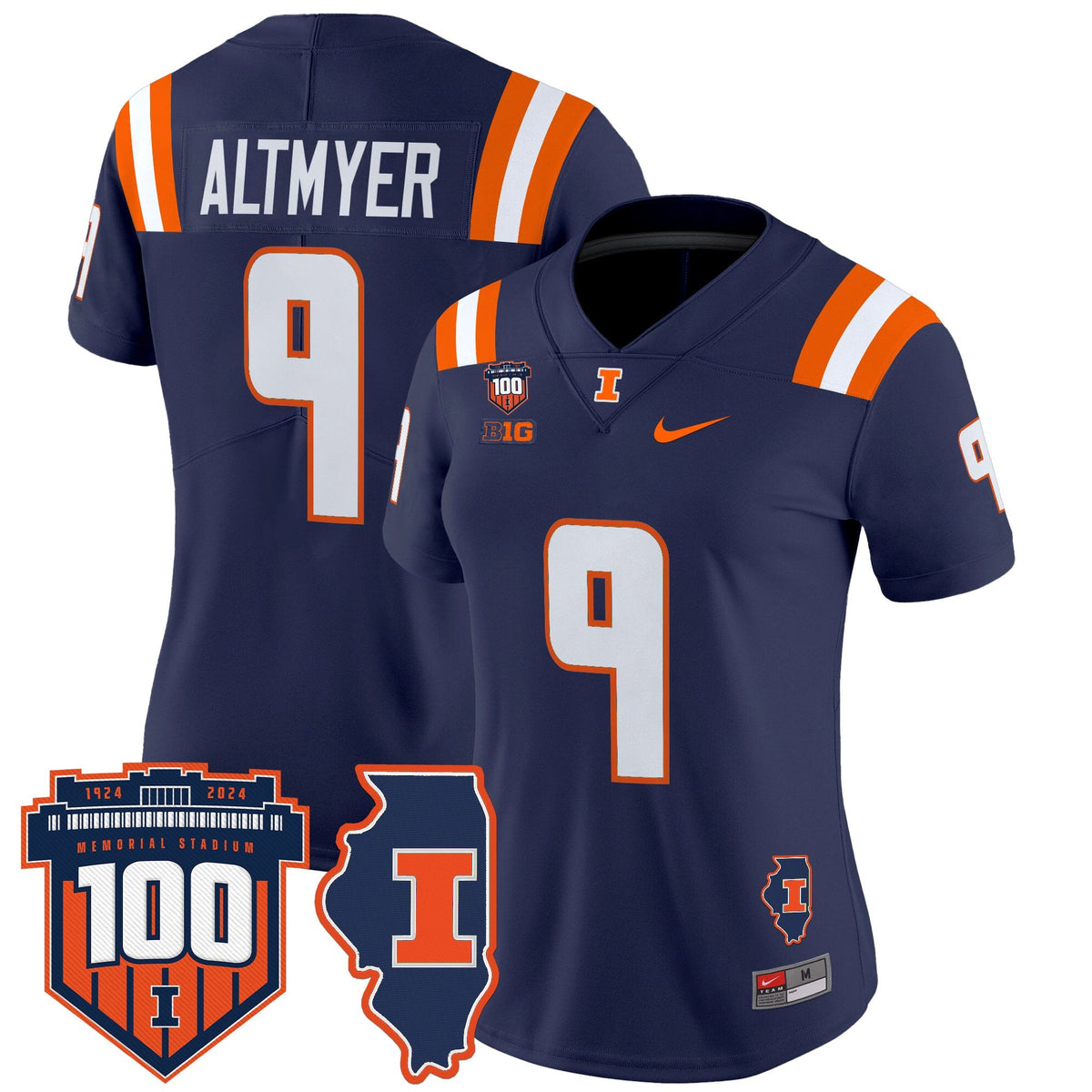 Women's Illinois Fighting Illini 100th Memorial Stadium Patch Vapor Limited Jersey - All Stitched - image 25