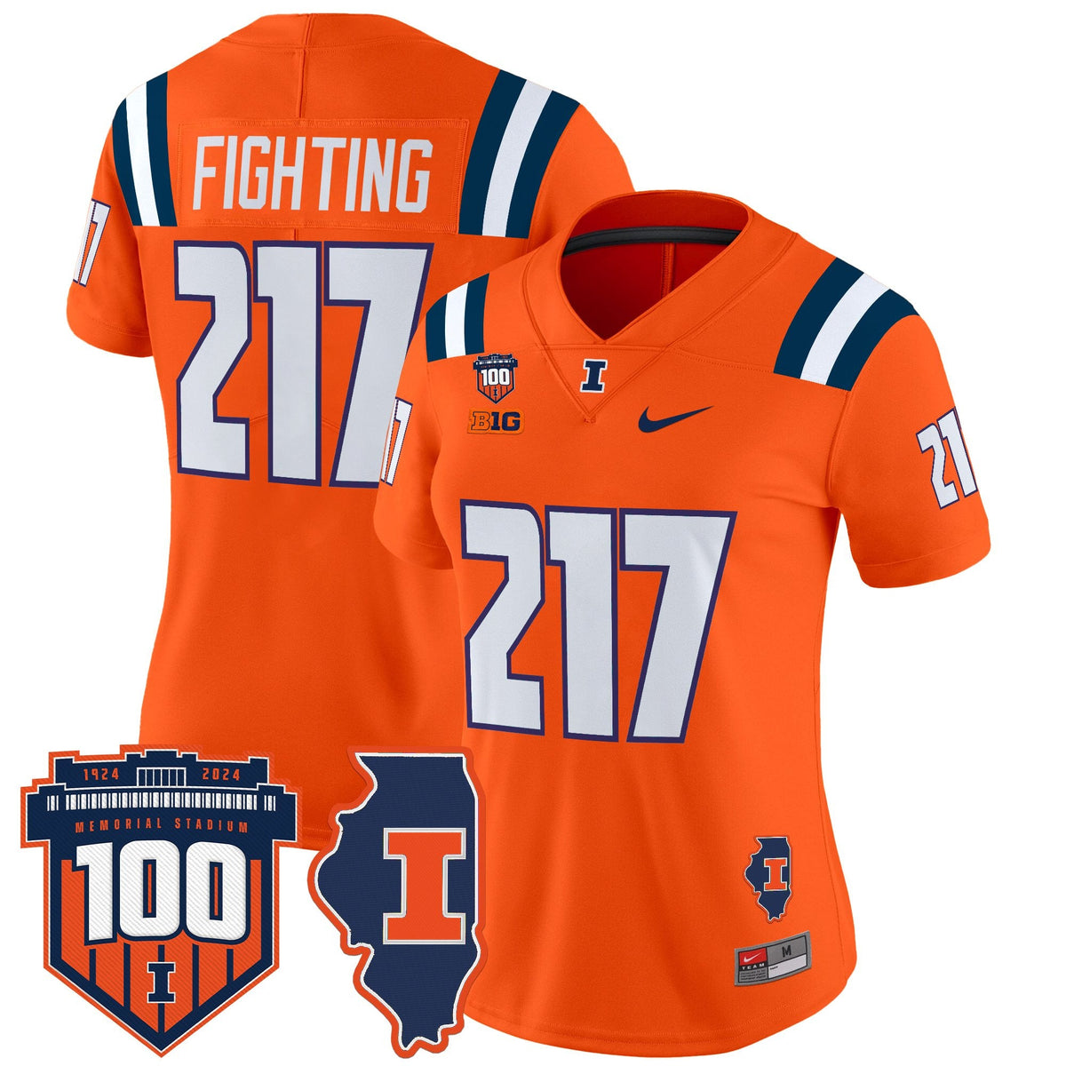 Women's Illinois Fighting Illini 100th Memorial Stadium Patch Vapor Limited Jersey - All Stitched - image 34
