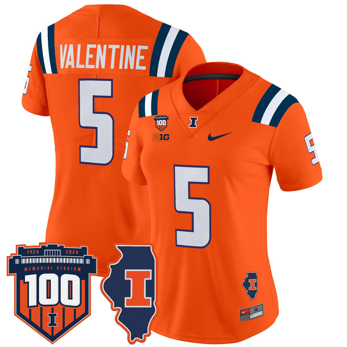 Women's Illinois Fighting Illini 100th Memorial Stadium Patch Vapor Limited Jersey - All Stitched - image 38