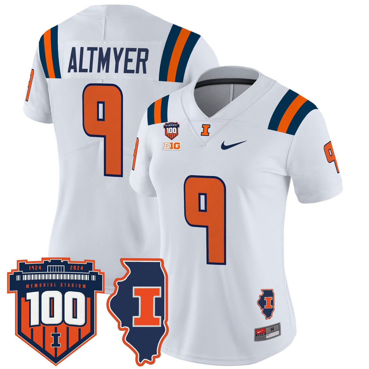 Women's Illinois Fighting Illini 100th Memorial Stadium Patch Vapor Limited Jersey - All Stitched - image 41