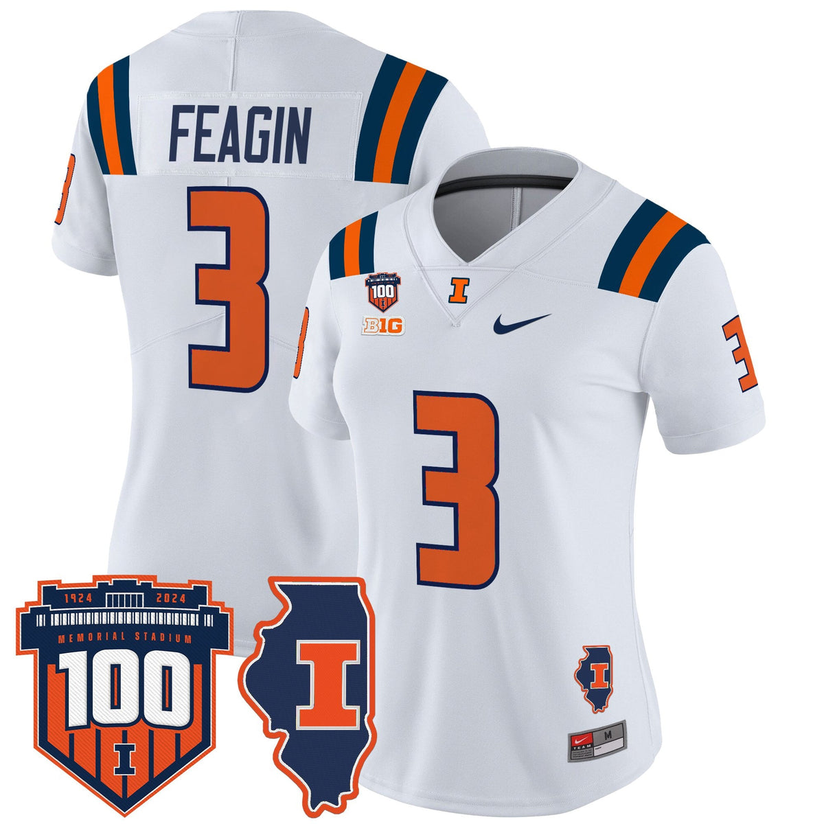 Women's Illinois Fighting Illini 100th Memorial Stadium Patch Vapor Limited Jersey - All Stitched - image 43