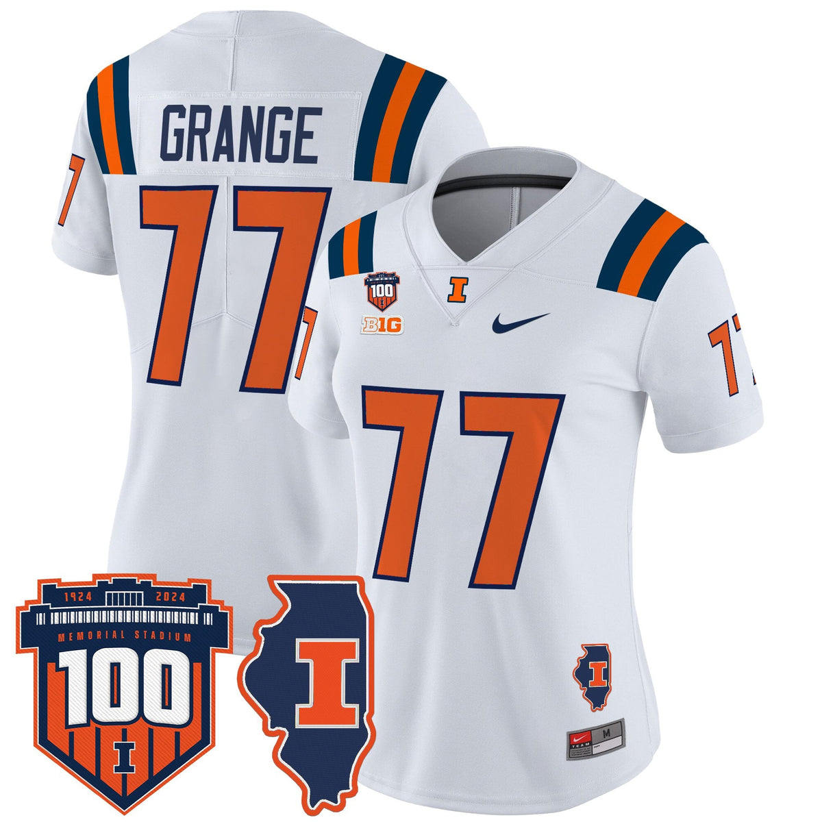 Women's Illinois Fighting Illini 100th Memorial Stadium Patch Vapor Limited Jersey - All Stitched - image 45