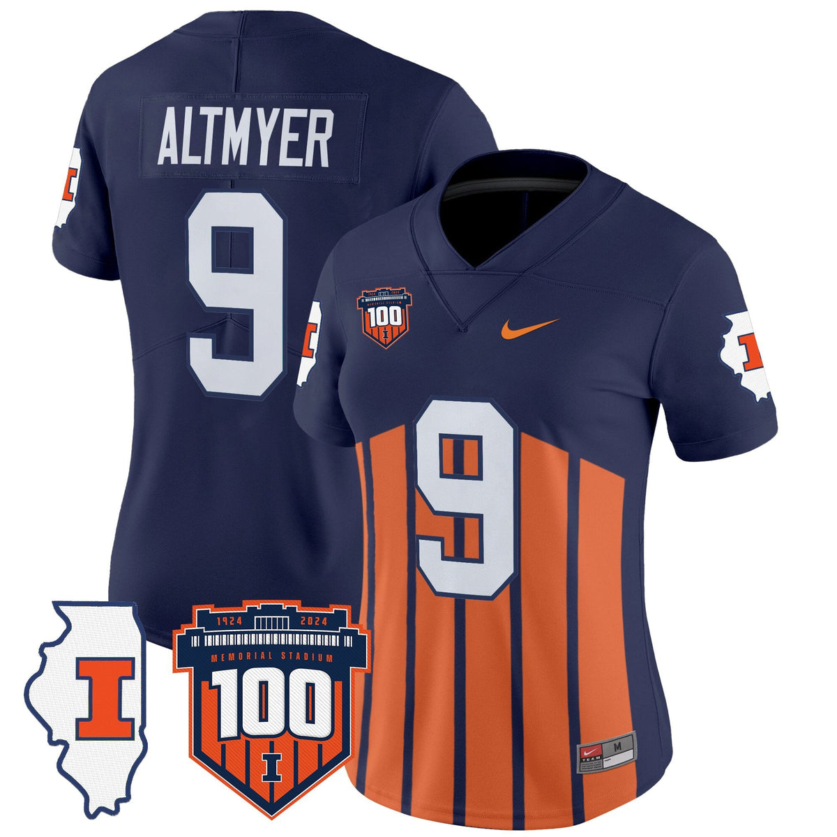 Women's Illinois Fighting Illini 100th Memorial Stadium Patch Vapor Limited Jersey - All Stitched - image 1
