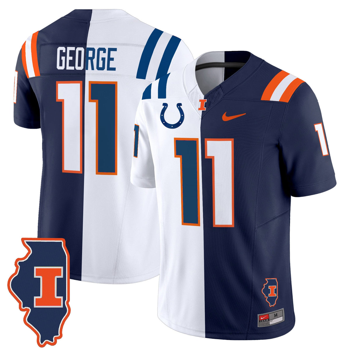 Illinois Fighting Illini Split Vapor Limited Jersey - All Stitched - image 4