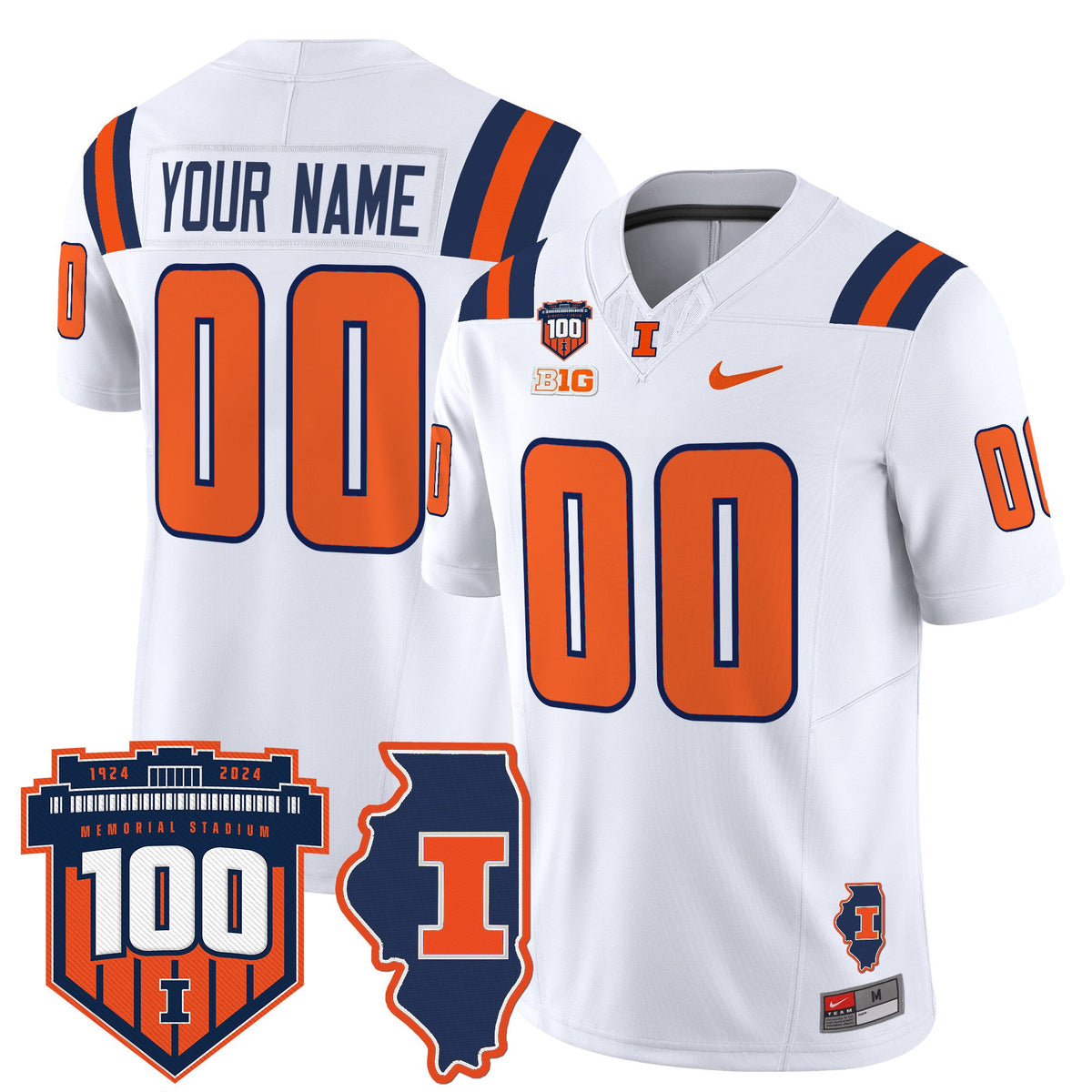 Illinois Fighting Illini 100th Memorial Stadium Patch Vapor Limited Custom Jersey - All Stitched - image 6