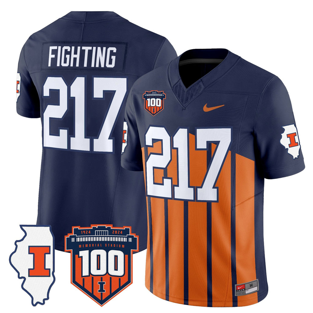 Men's Illinois Fighting Illini 100th Memorial Stadium Patch Vapor Limited Jersey - All Stitched - image 2