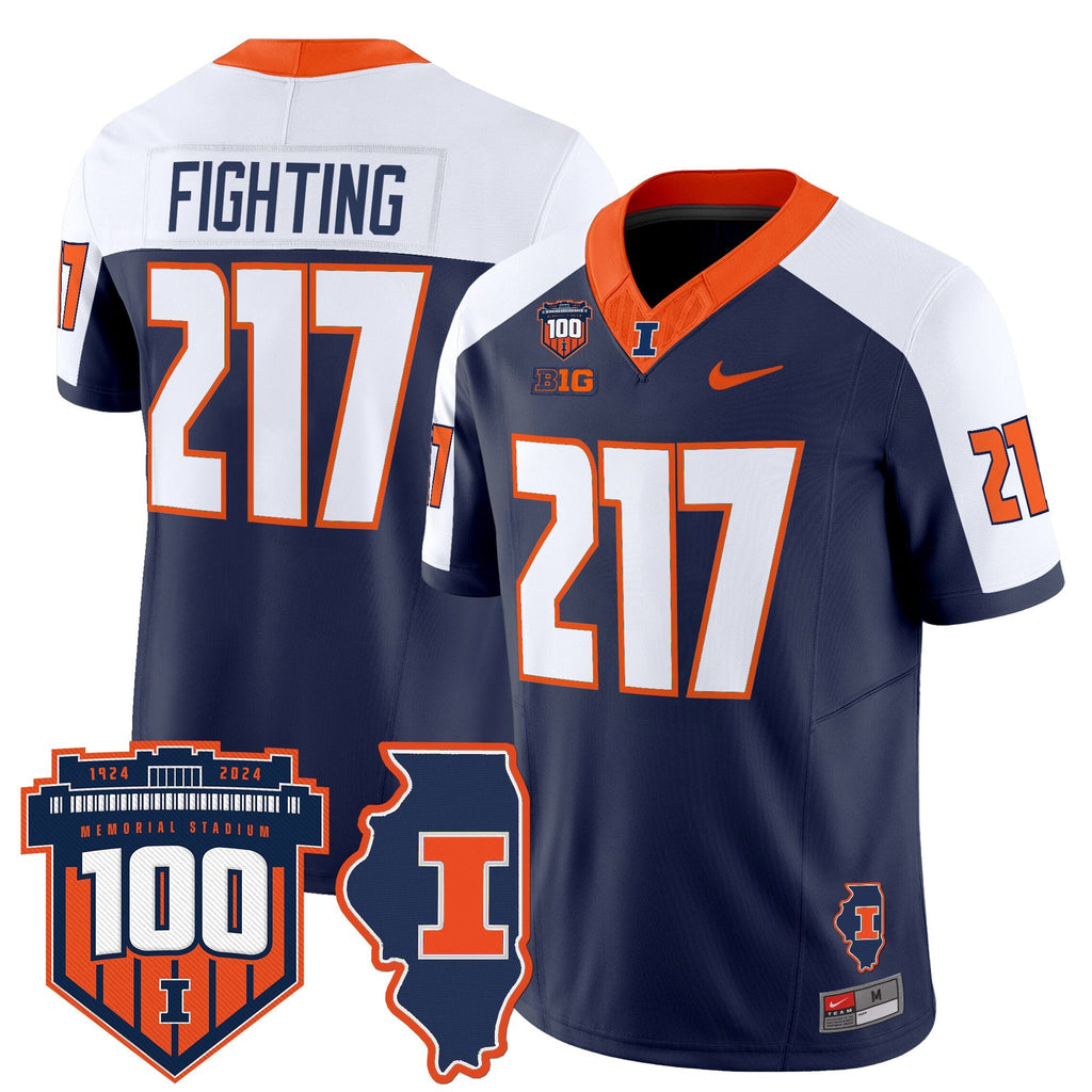 Men's Illinois Fighting Illini 100th Memorial Stadium Patch Vapor Limited Jersey - All Stitched - image 10