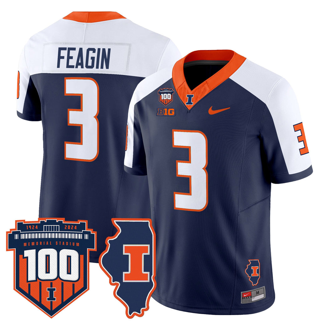 Men's Illinois Fighting Illini 100th Memorial Stadium Patch Vapor Limited Jersey - All Stitched - image 11