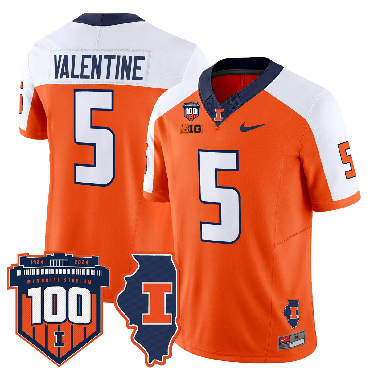 Men's Illinois Fighting Illini 100th Memorial Stadium Patch Vapor Limited Jersey - All Stitched - image 22