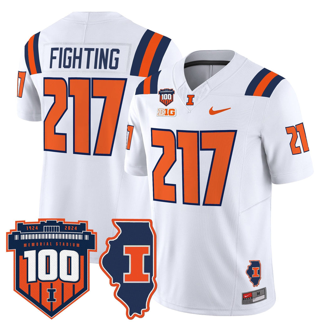 Men's Illinois Fighting Illini 100th Memorial Stadium Patch Vapor Limited Jersey - All Stitched - image 42