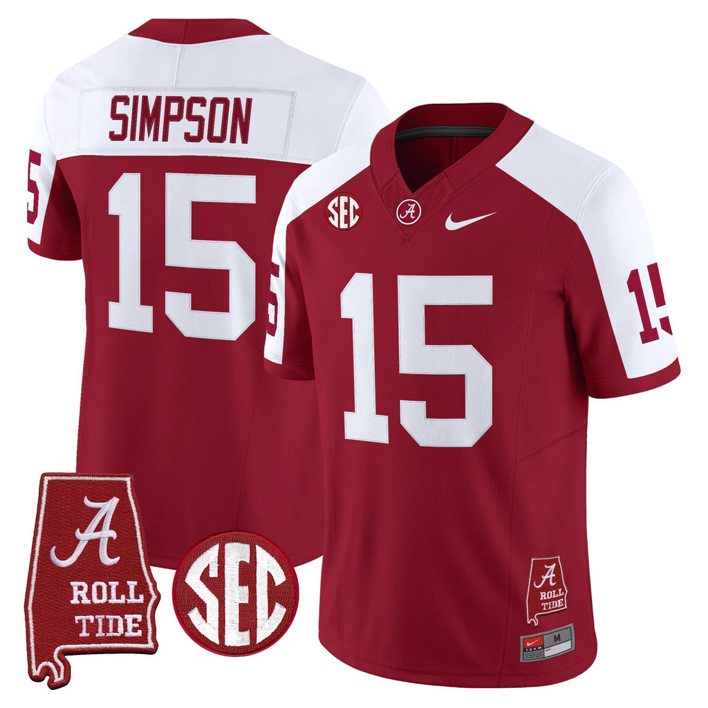 Men's Alabama Crimson Tide Throwback Vapor Limited Jersey - Alabama Map - All Stitched - image 9
