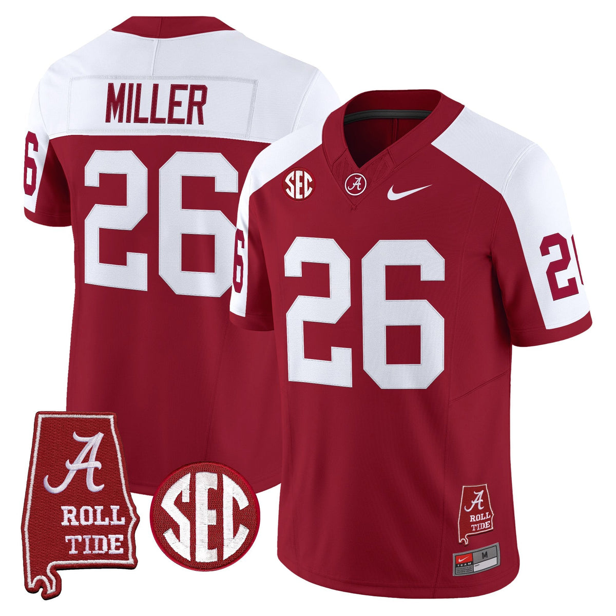Men's Alabama Crimson Tide Throwback Vapor Limited Jersey - Alabama Map - All Stitched - image 11