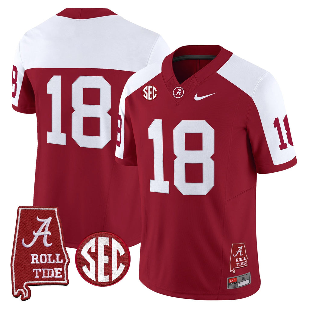 Men's Alabama Crimson Tide Throwback Vapor Limited Jersey - Alabama Map - All Stitched - image 16