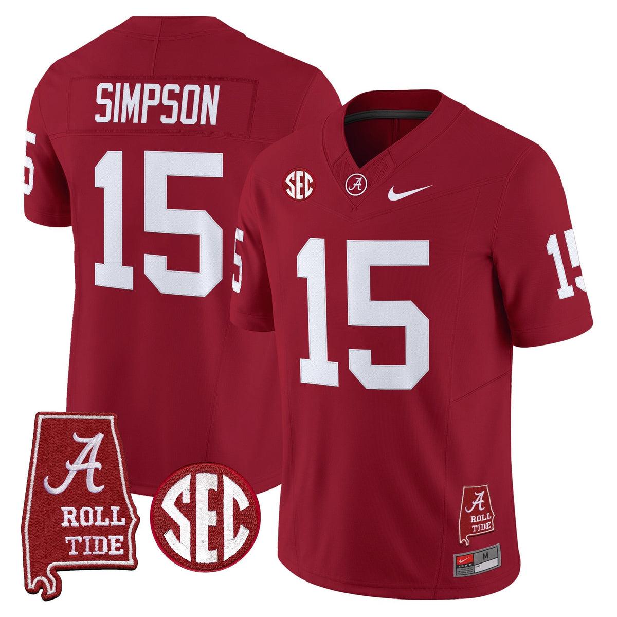 Men's Alabama Crimson Tide Throwback Vapor Limited Jersey - Alabama Map - All Stitched - image 17